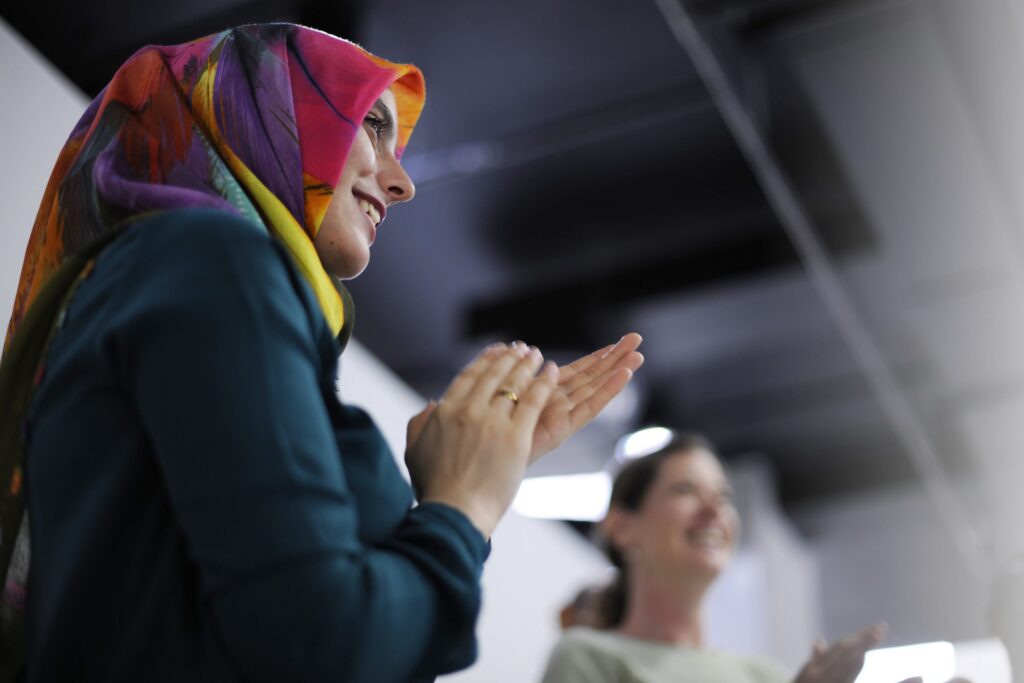 Woman clapping