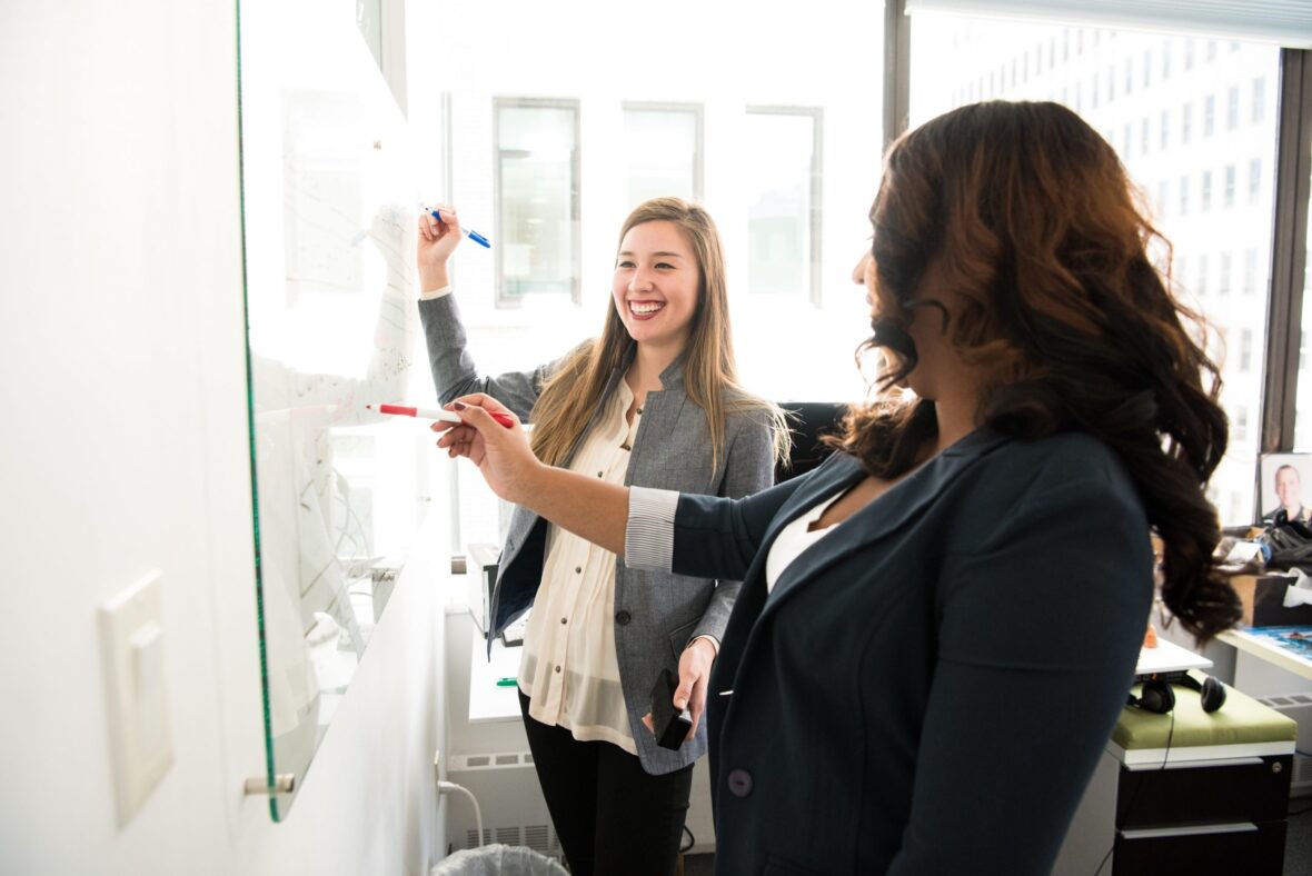 Two women presenting