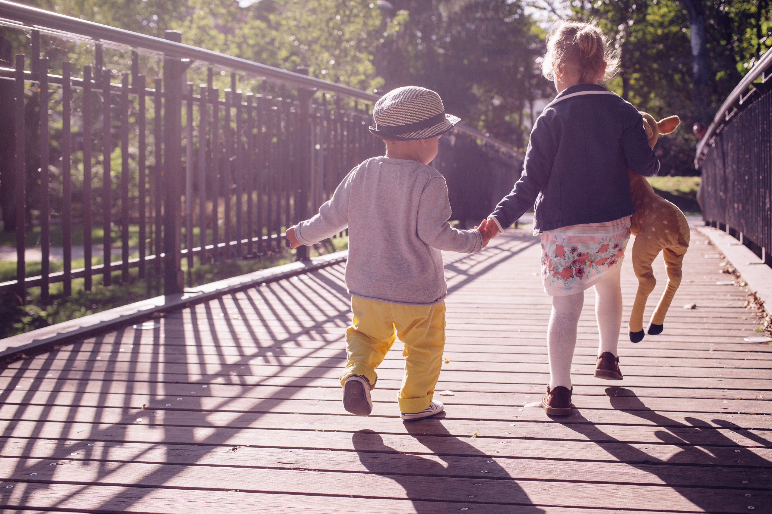 two children walking