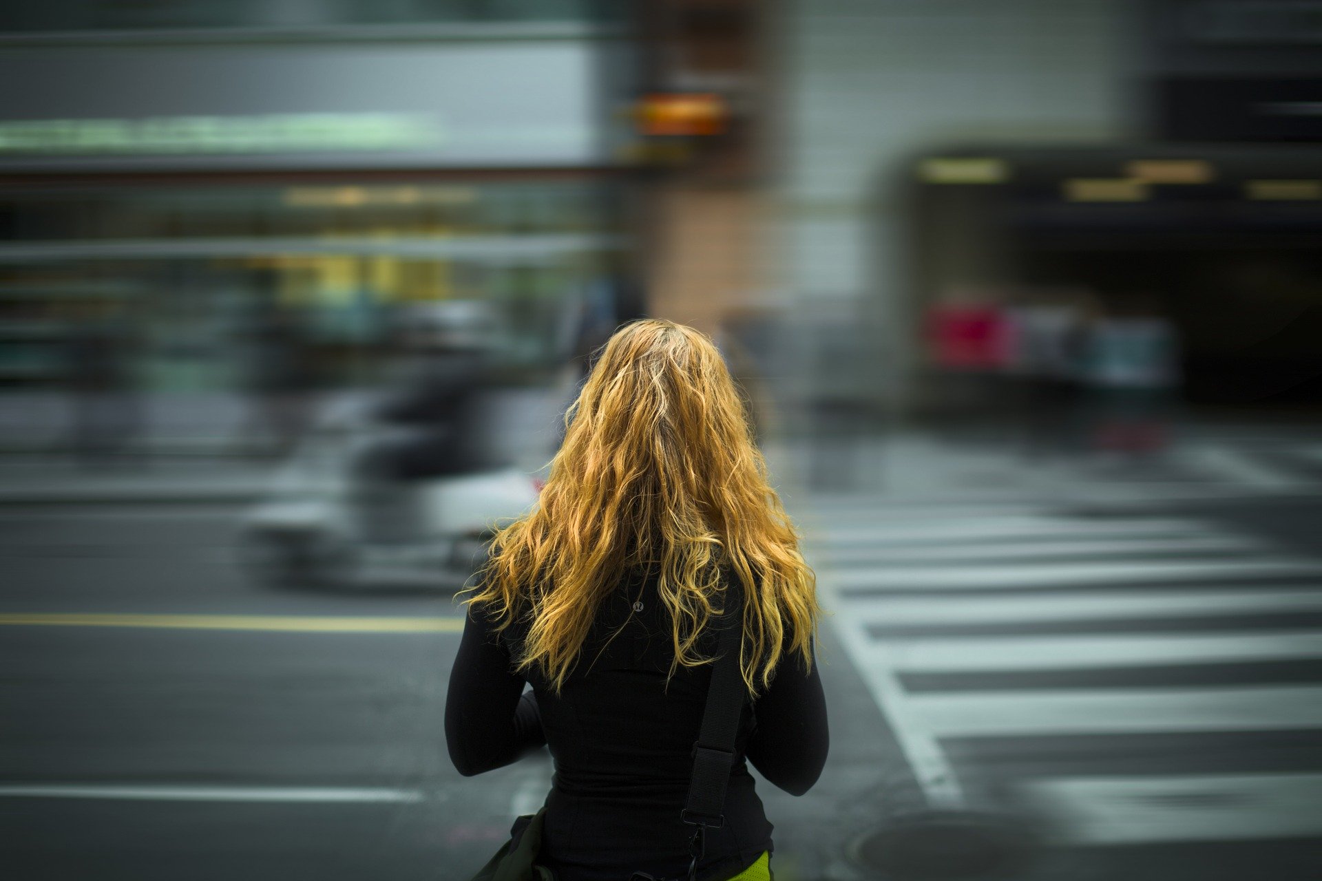 Girl walking on street