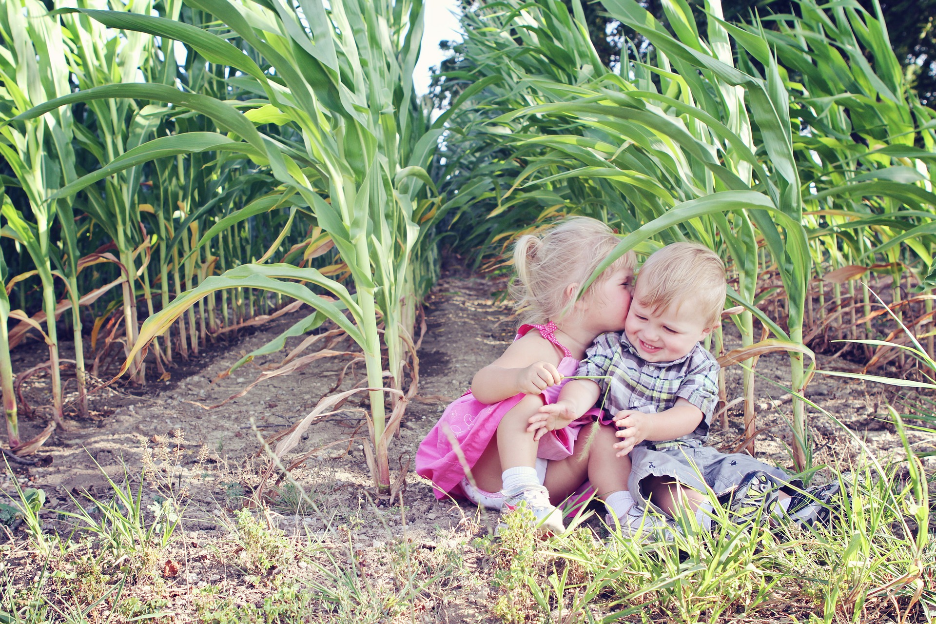 Two kids playing outside