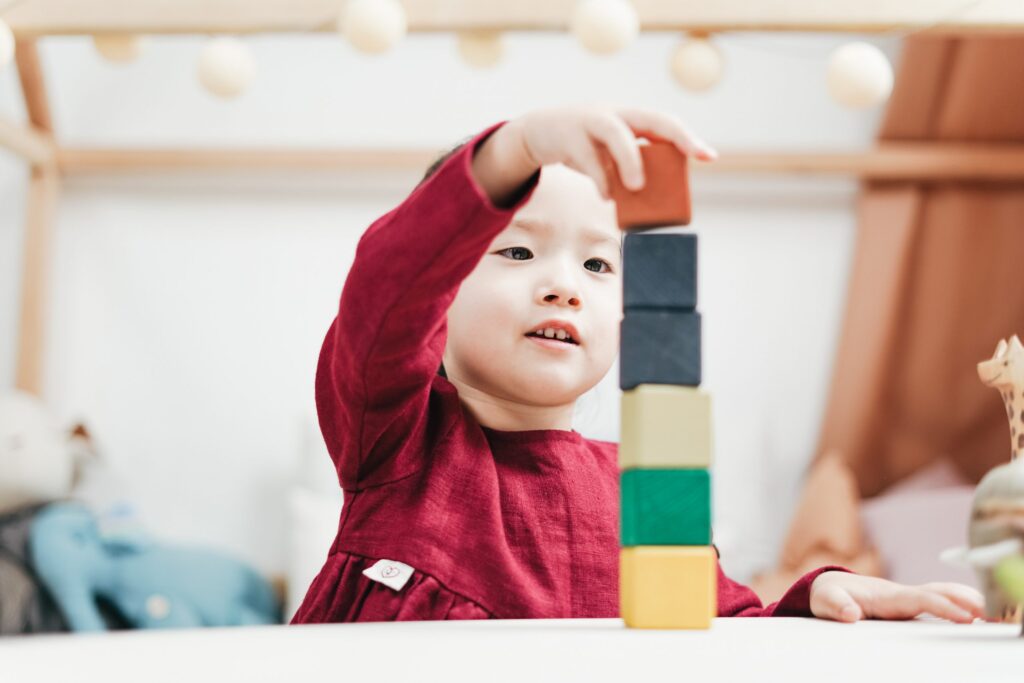 Child playing with blocks