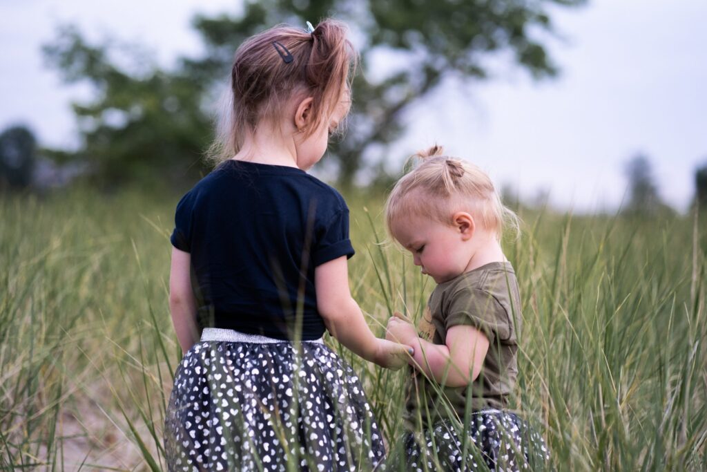 Two girls in a field
