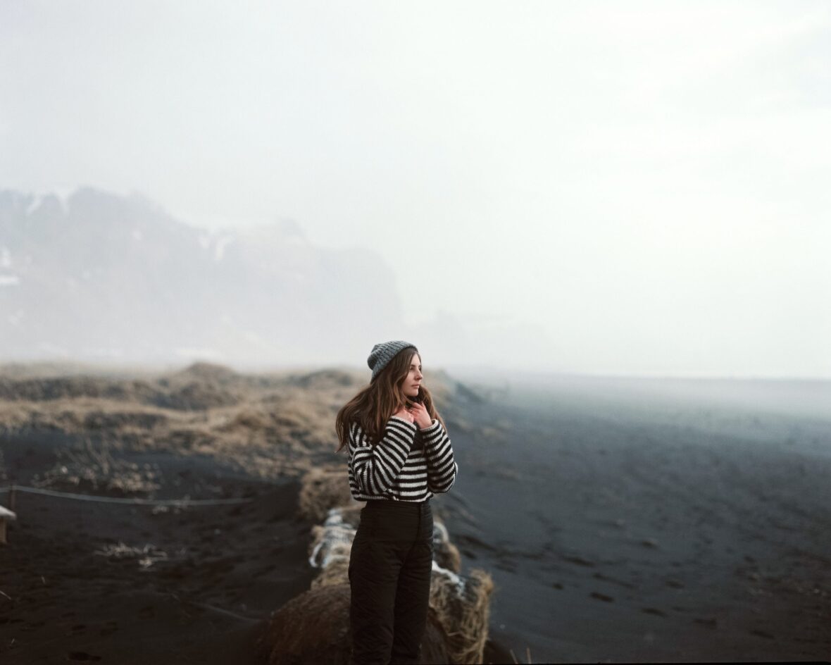Young person walking mountain