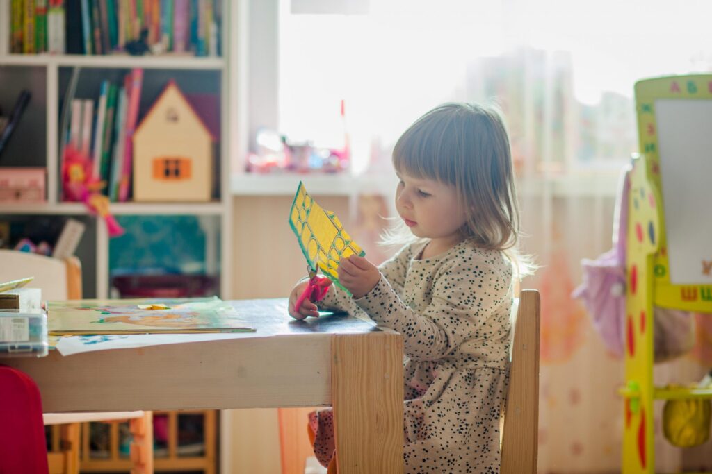 Girl playing with toys