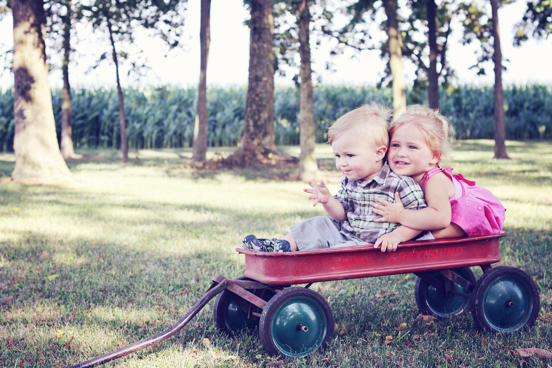 Children playing in field