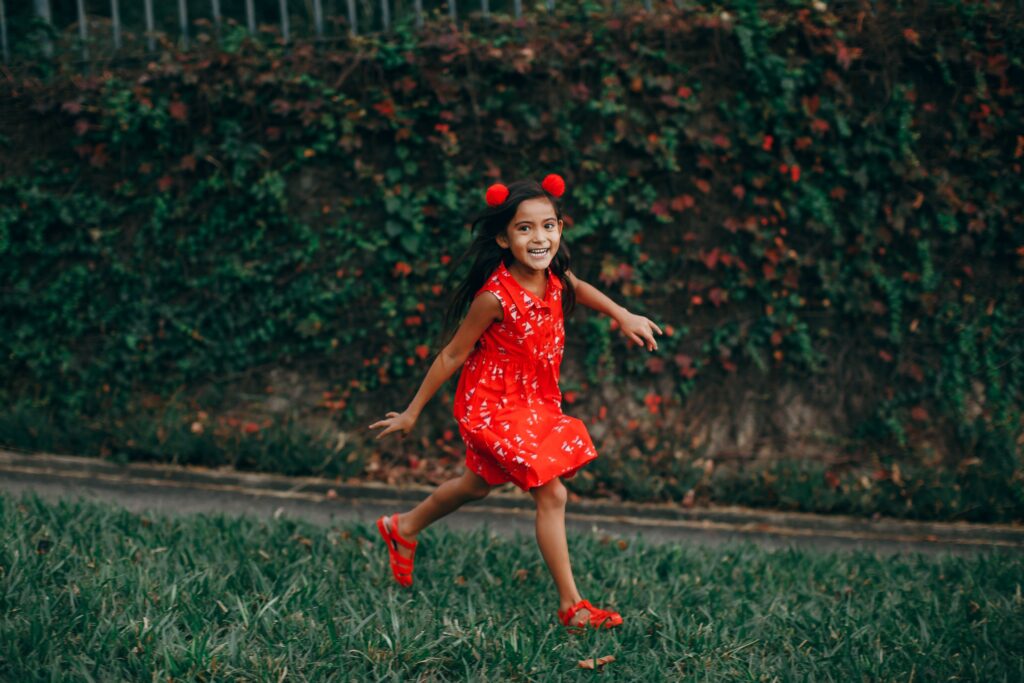 Child running and laughing
