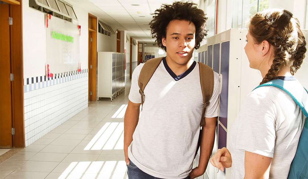 Young people friends in school