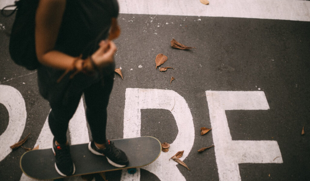 Young person with skateboard