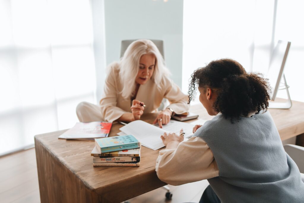 Two women meeting