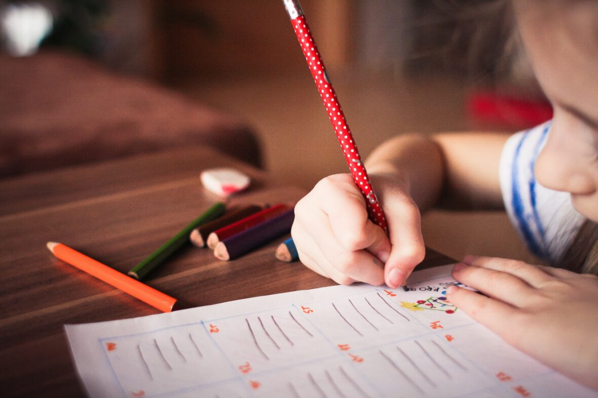 Child with schoolwork