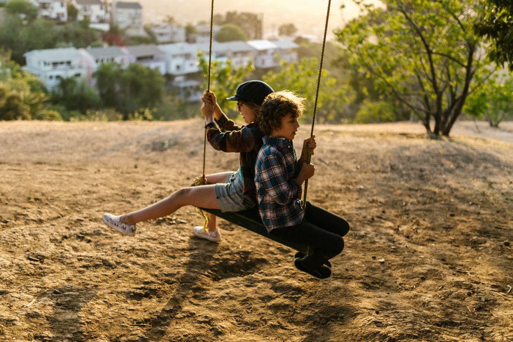 Children in a swing