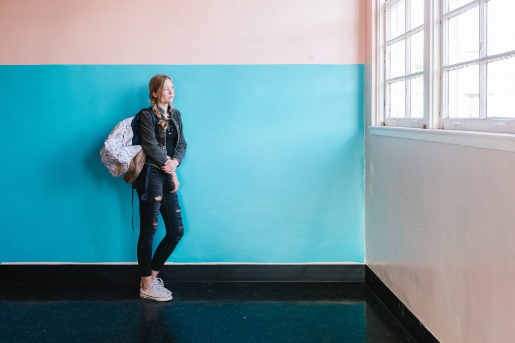 Student learning on the wall