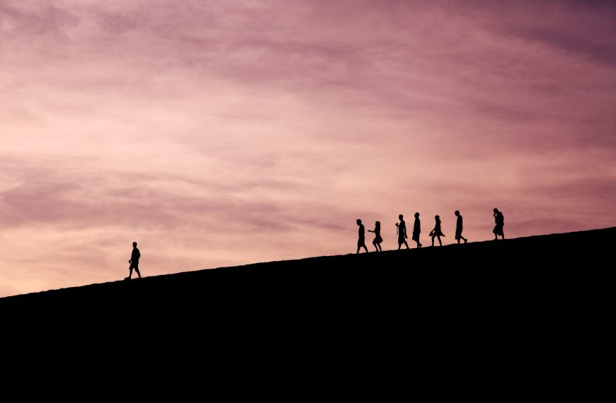 People walking on a hill