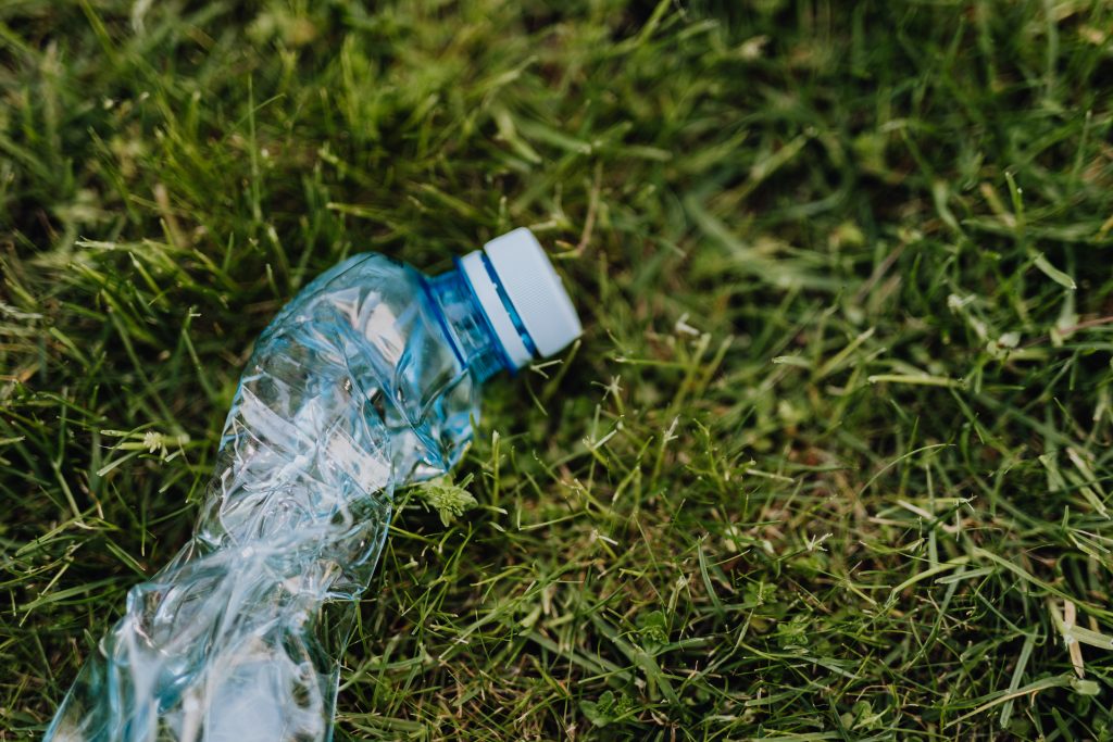 Plastic bottle on grass