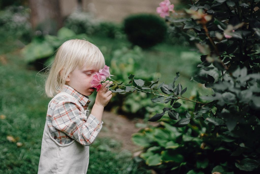 Child and flower