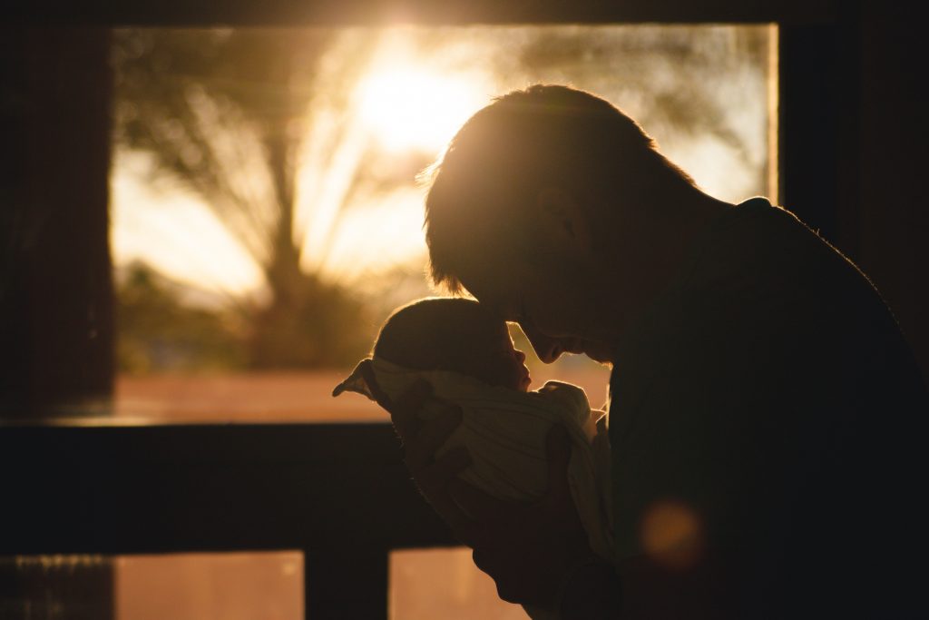 Father and newborn