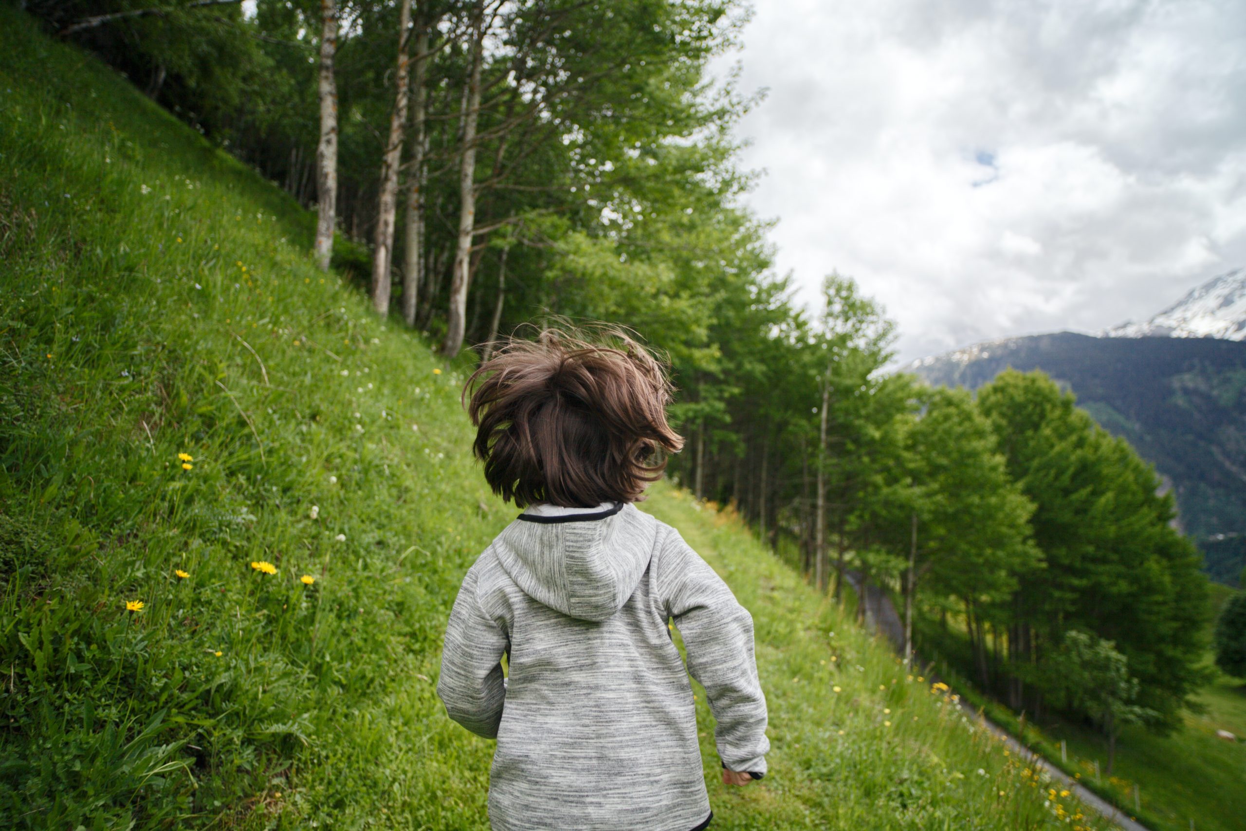 A child running on nature