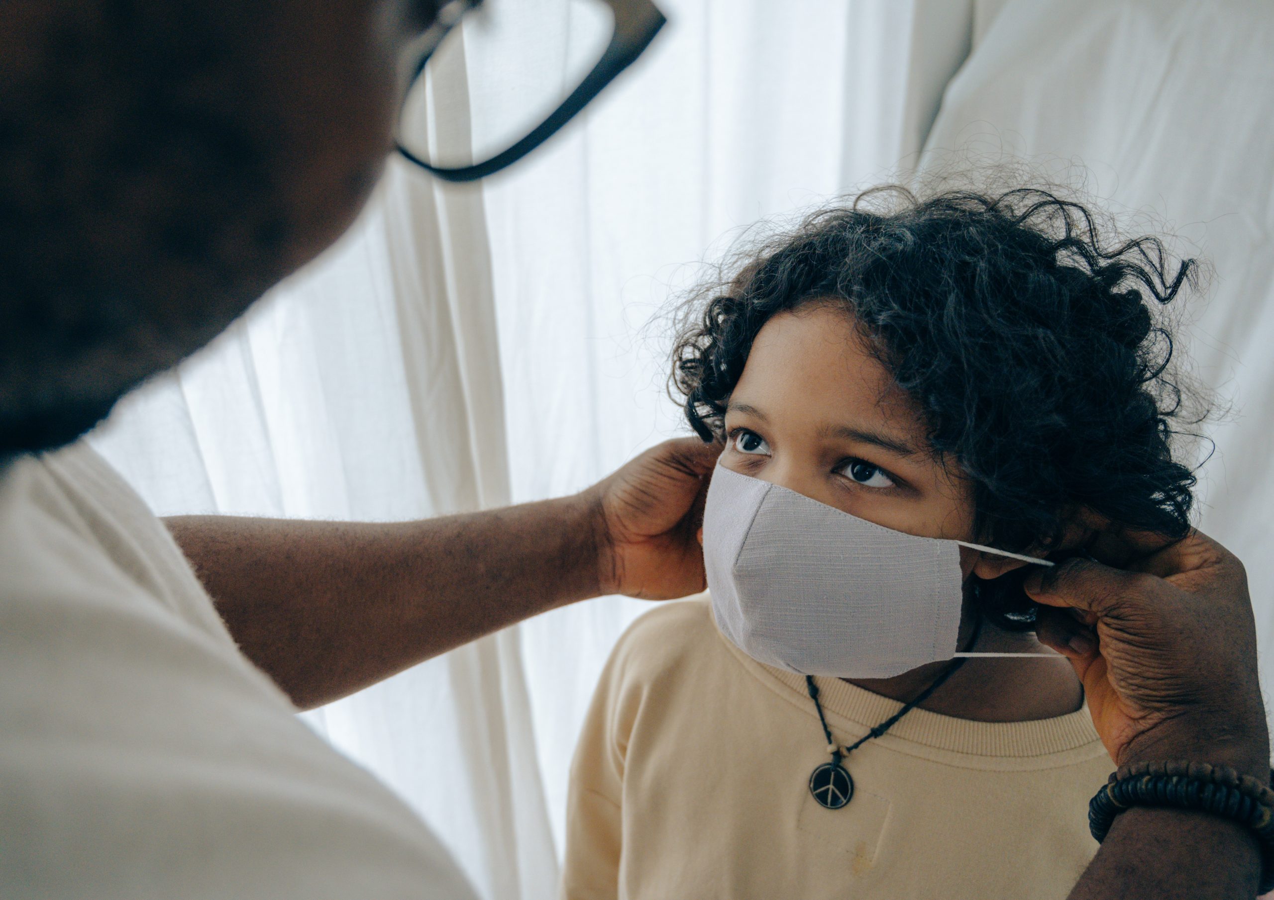 Young person with face mask